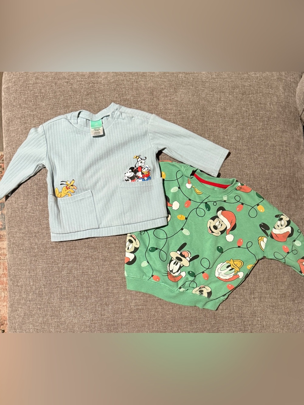 Disney Baby Duo Christmas & Light Blue Mickey and Friends Pullovers
